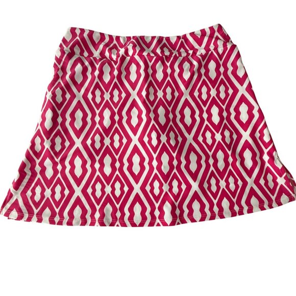 Jude Connally Pink & White Diamond Print A-Line Skirt S Nylon/Spandex - Picture 2 of 9